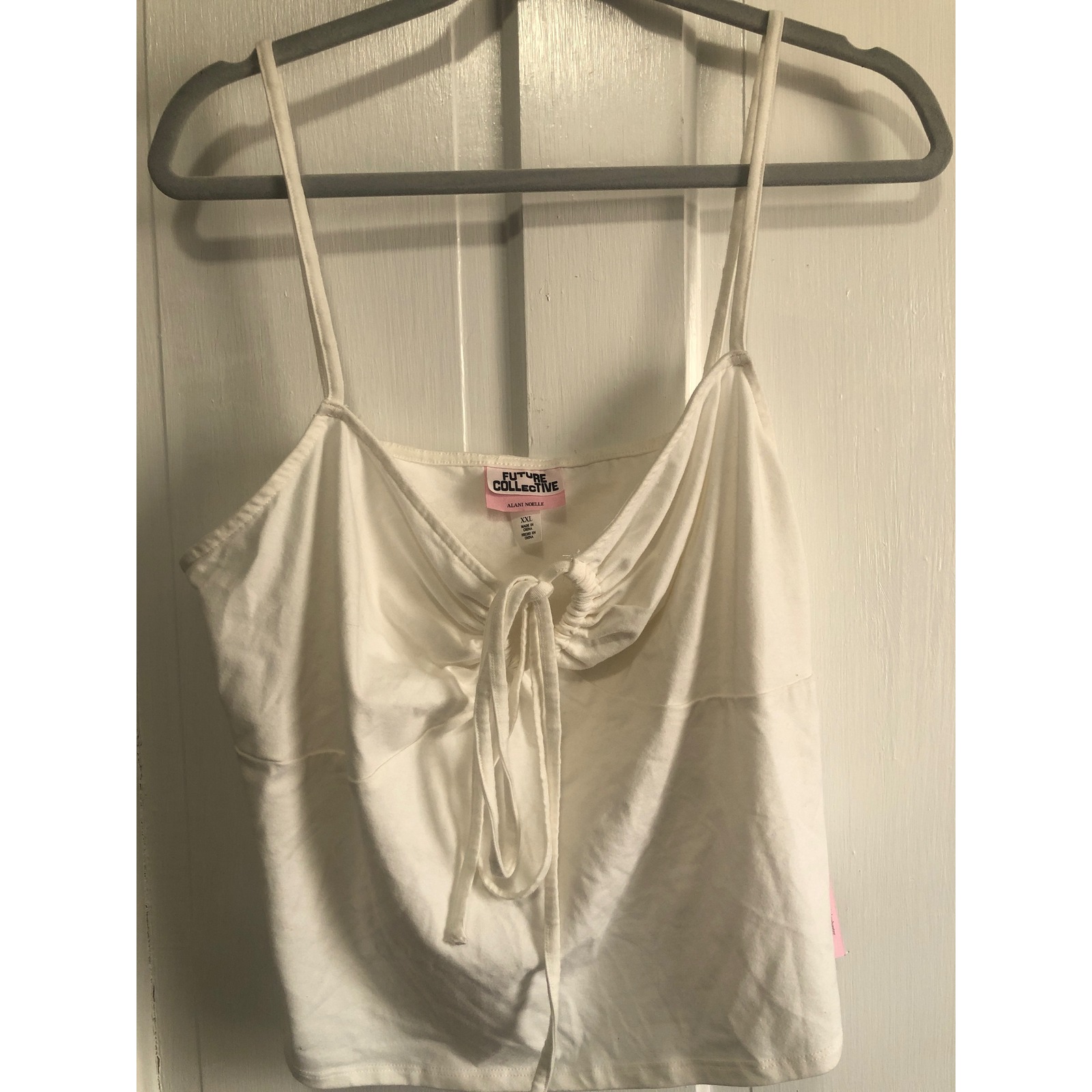 Future Collective Alani Noelle White Tie Cami Top Fem Coquette Stretch Xxl Nwt